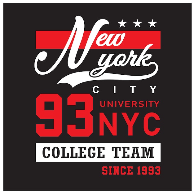 Vintage design new york city college team typografie t-shirt premium-vektor-illustration