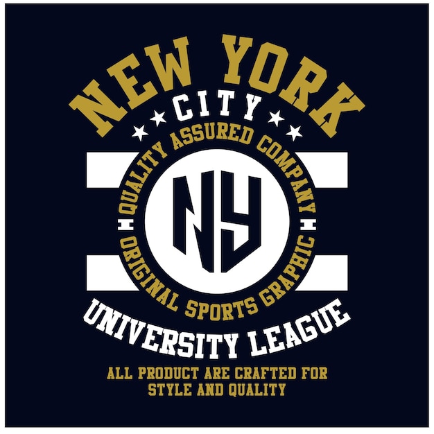 Vintage-design new york city university league typografie bereit, premium-vektor zu drucken