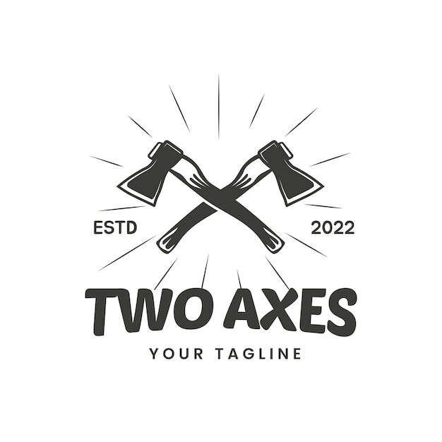 Vintage doppelt gekreuzte Axt werfen Logo Retro-Stil Outdoor-Abenteuer Emblem Abzeichen Design Element Logo Vorlage Vektor Illustration Symbol Vorlage