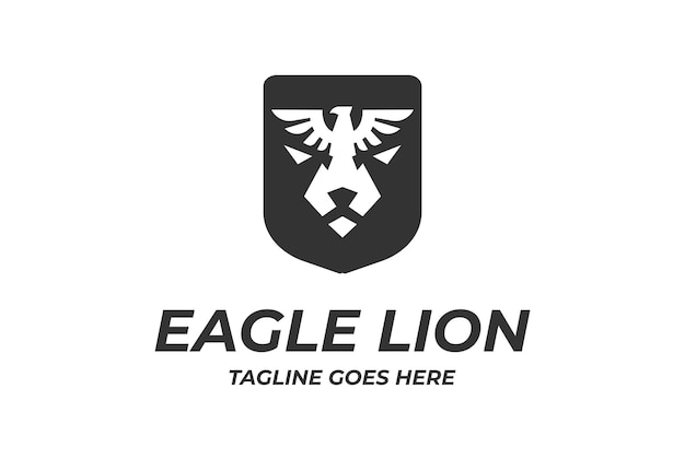 Vintage eagle hawk falcon phoenix vogel mit lion tiger jaguar leopard puma face shield badge emblem logo design