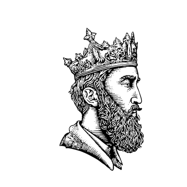 Vintage eingravierte männliche Büste detaillierte Linienkunst Illustration