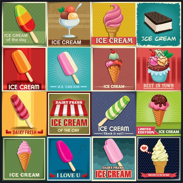 Vintage-eis-poster-design-set