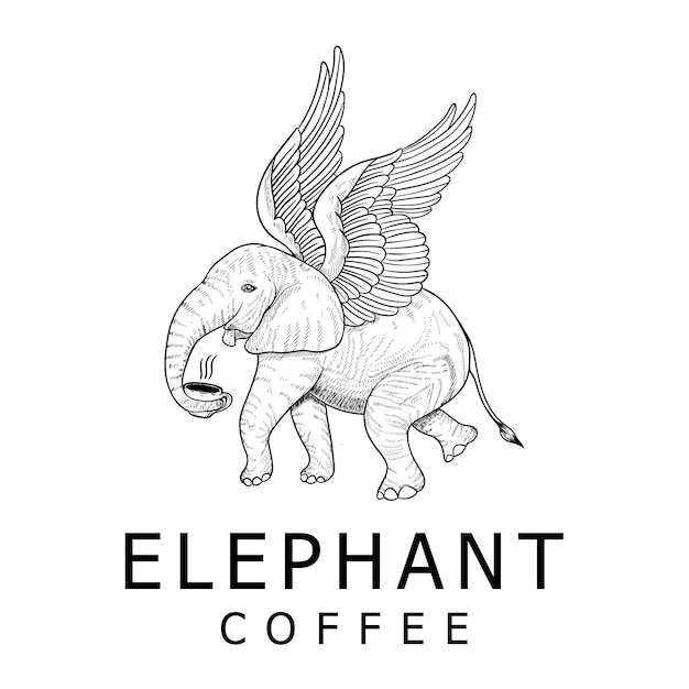 Vintage Elefant Kaffee Logo Design