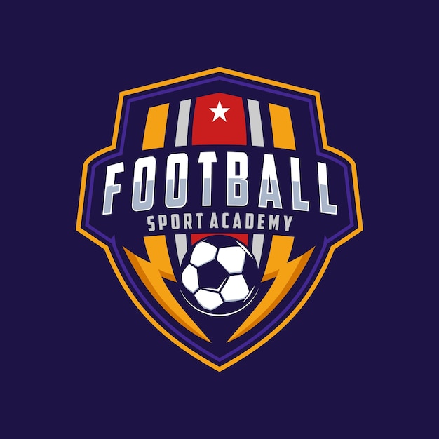 Vintage-Emblem Fußballsportmannschaft Vereinsliga-Logo mit Schild- und Ballkonzept-Ikonenvektor