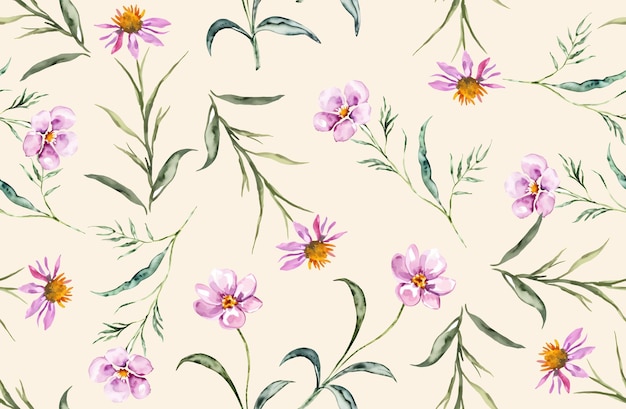 Vintage florales nahtloses muster aquarell kleine wiesenblumen hintergrund in pastellfarben druck für textile heimdekoration tapeten geschenkpapier vektorillustration