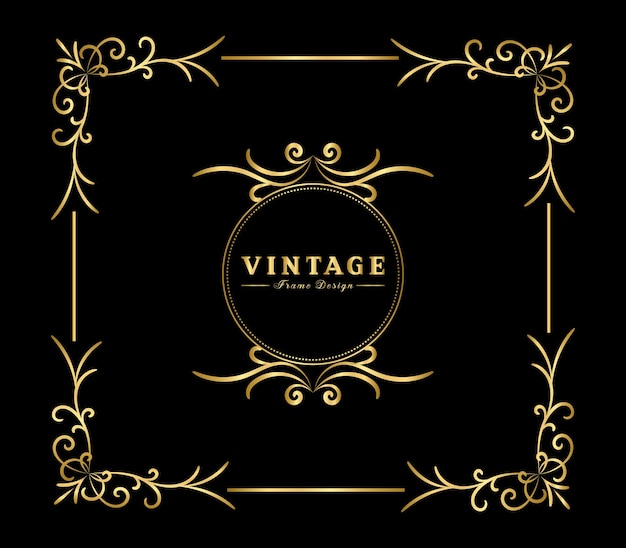 Vektor vintage flourish ornament rahmen vektor goldfarbe für banner tapete einladungskarte broschüre