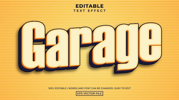 Vintage garage bearbeitbare texteffektvorlage