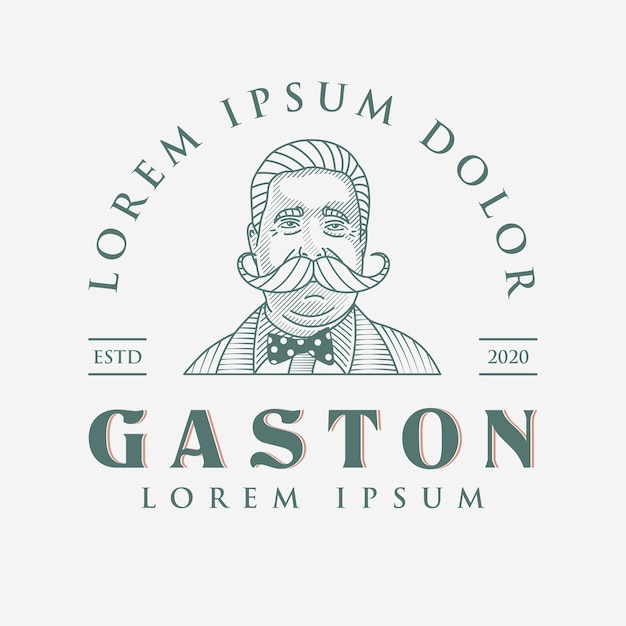 Vintage gaston logo hand gezeichnet