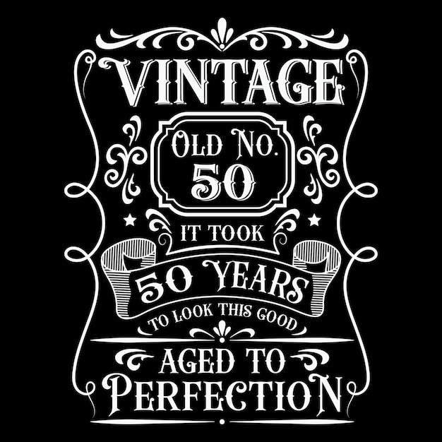 Vektor vintage-geburtstags-t-shirt-design mit geburtstagselementen oder handgezeichnetem geburtstag l-typografie-design