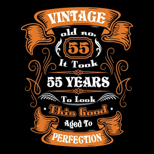 Vintage-geburtstags-t-shirt-design mit geburtstagselementen oder handgezeichnetem geburtstag l-typografie-design