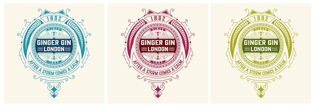 Vektor vintage gin label. vektor geschichtet