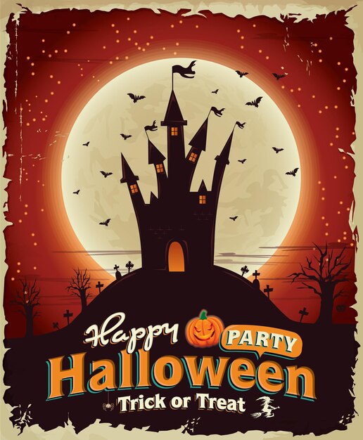 Vintage halloween-poster-set-design