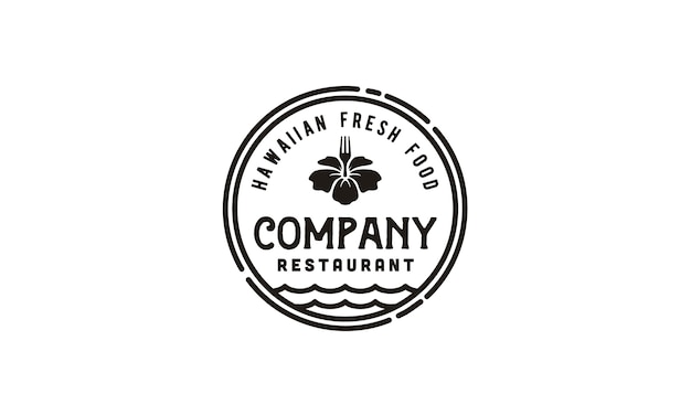 Vintage hawaii restaurant / poke bar logo emblem