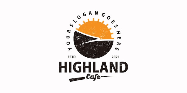 Vintage highland café logo, referenzlogo