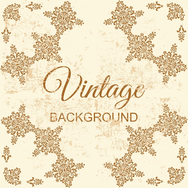 Vintage hintergrund mit grunge-textur in beige farbe vektor-vorlage mit grunge und ornament