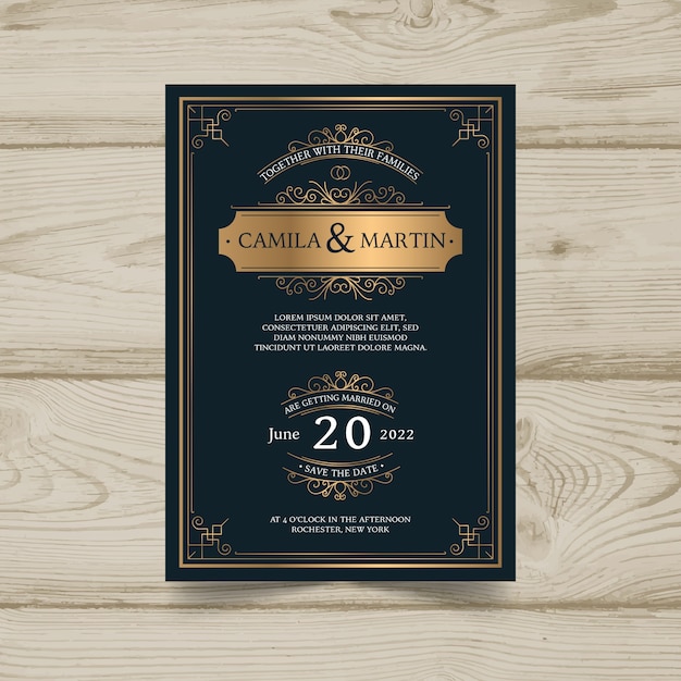 Vintage Hochzeit Einladungsvorlage
