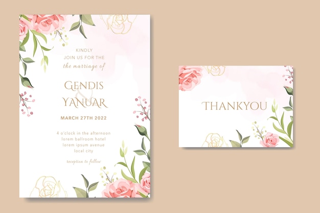 Vintage Hochzeitskarte mit Rosen