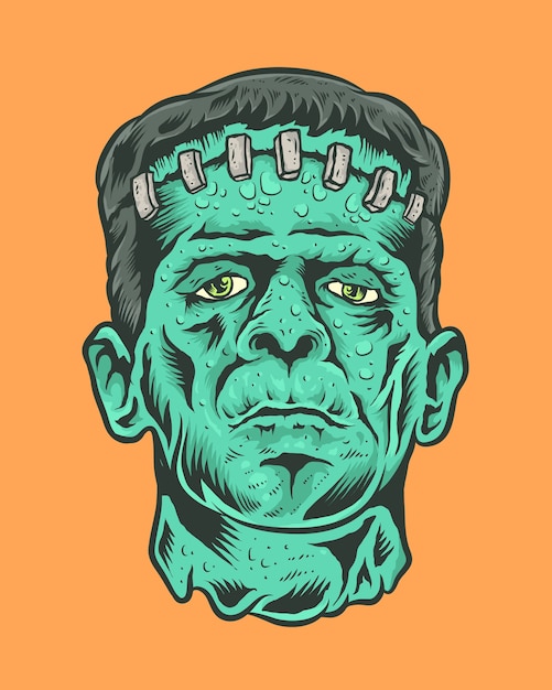 Vintage horror monster frankenstein illustration