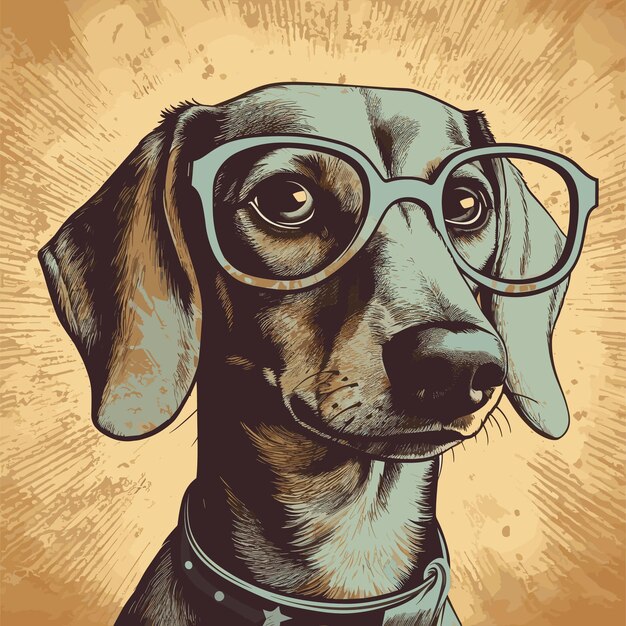 Vektor vintage-hund mit brille