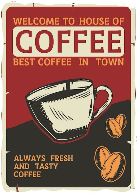 Vektor vintage illustration einer schale voll kaffees staubig