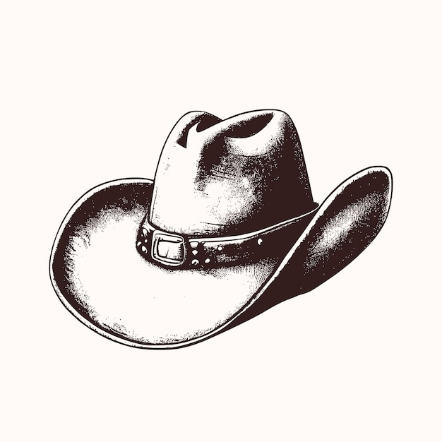 Vintage-illustration eines cowboyhutes und oldschool-logo eines westernhutes