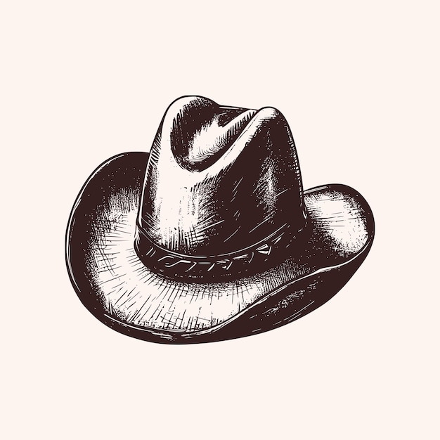 Vintage-illustration eines cowboyhutes und oldschool-logo eines westernhutes
