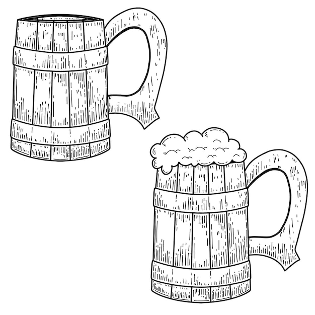 Vintage-Illustration von Bierkrug im Gravurstil Gestaltungselement für Logo-Label-Emblem-Zeichen Vektor-Illustration