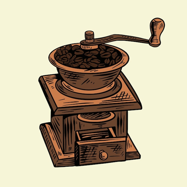 Vektor vintage kaffee-grill-illustration