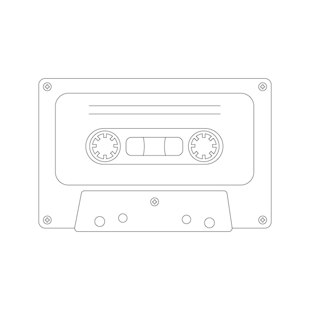 Vektor vintage-kassette retro-kassette mit popsongs aus den 80er und 90er jahren vektor-doodle-illustration