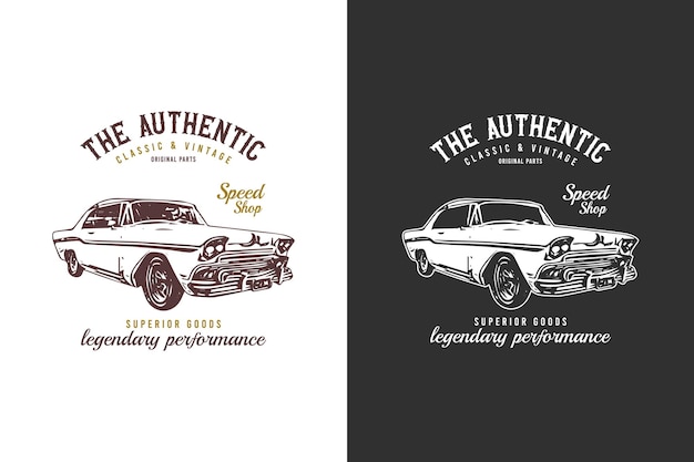 Vintage klassisches Auto-T-Shirt Design Vektorgrafiken Muskel Klassisches altes Auto-t-Shirt
