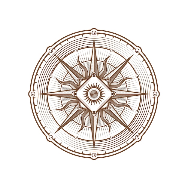 Vektor vintage kompass windrose mittelalterliches nautisches zeichen