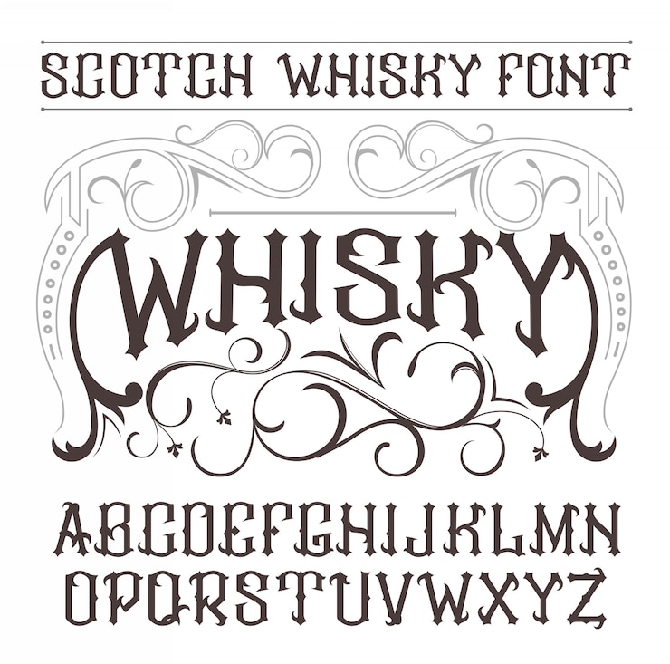 Vektor vintage label schriftart whisky-stil