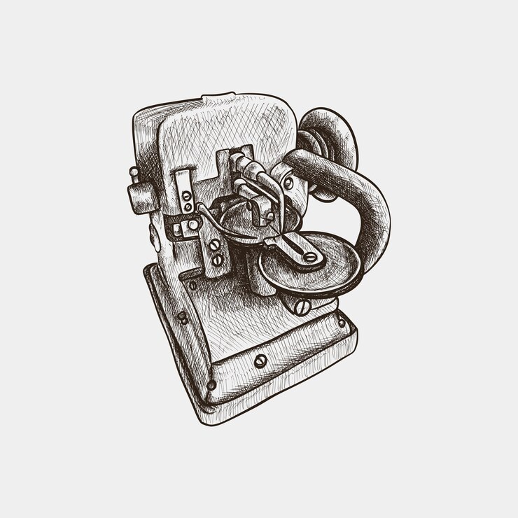 Vektor vintage-lederstrickmaschine klassische illustration