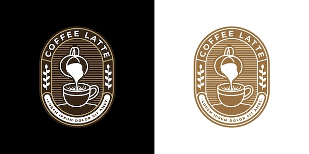 Vektor vintage-line-art-kaffee-logo und emblem-vorlage