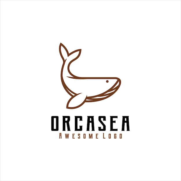 Vintage-logo-design der orca-linienkunst