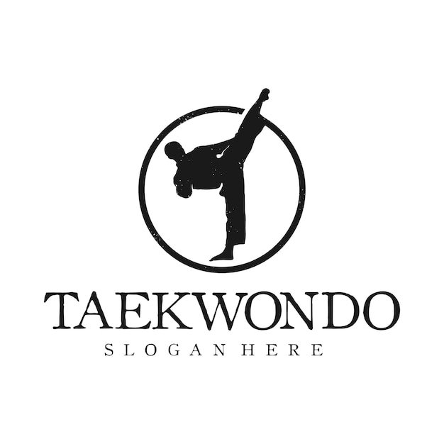 Vektor vintage logo taekwondo-vektorvorlage illustration