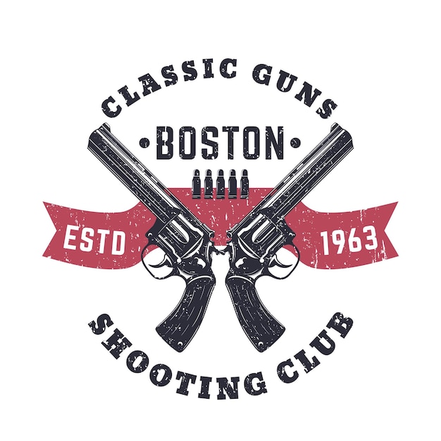 Vintage logo von classic guns mit gekreuzten revolvern