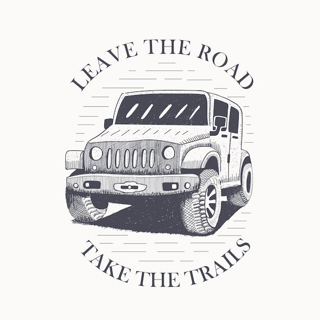 Vektor vintage-logo von leave the road, nehmen sie die trails