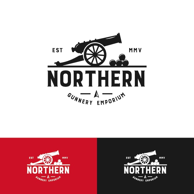 Vektor vintage-logo-vorlage für das nördliche waffenlager