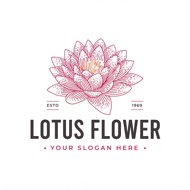 Vintage lotus blumenlogo design
