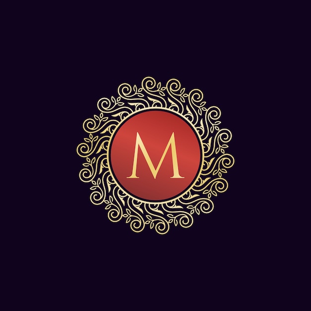 Vintage luxus logo letter m kollektion design