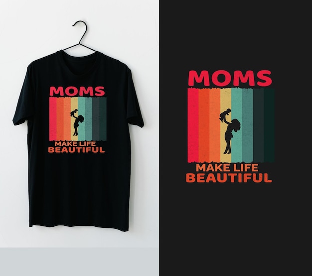 Vektor vintage-mama macht das leben schön. kostenloses t-shirt-template.