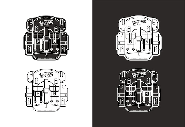 Vintage mono line rucksack berg outdoor abenteuer schwarze aufkleber silhouette