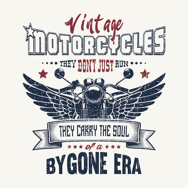 Vintage-Motorrad-T-Shirt-Design im Stil der 90er-Jahre mit Retro-Grafiken und alten klassischen Fahrradillustrationen
