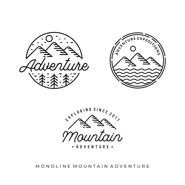 Vintage Mountain Adventure Monoline Logo-Design