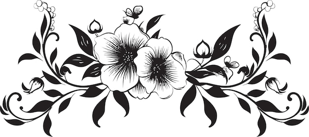 Vektor vintage noir bloom studies schwarz vektor blumen ikonen künstlerische noir botanicals handgezeichnetes emblem ske