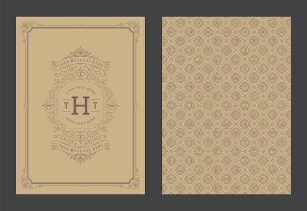 Vintage Ornament Grußkarten kalligraphische Ornamenten Wirbel und Vignetten Rahmen Design Vektor Vorlage