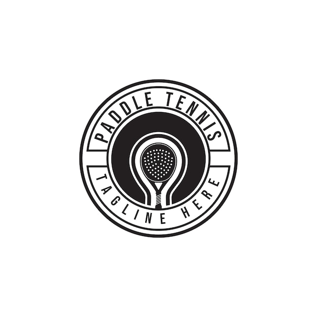 Vintage paddle tennis logo paddle club logo vektor auf weißem hintergrund