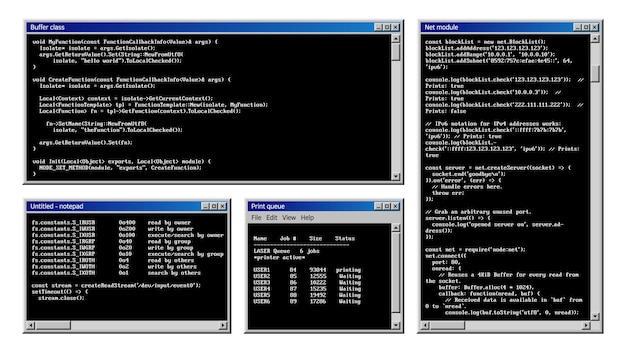 Vintage PC-Software-Windows-Schnittstellenvektorsatz