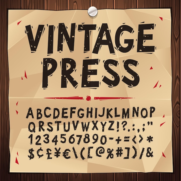 Vektor vintage-presse-schriftart